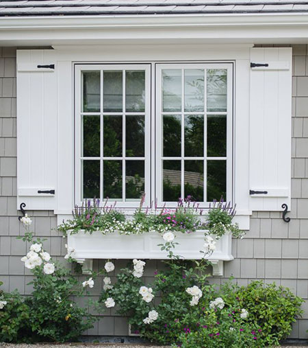 Exterior White Board & Batten Shutters