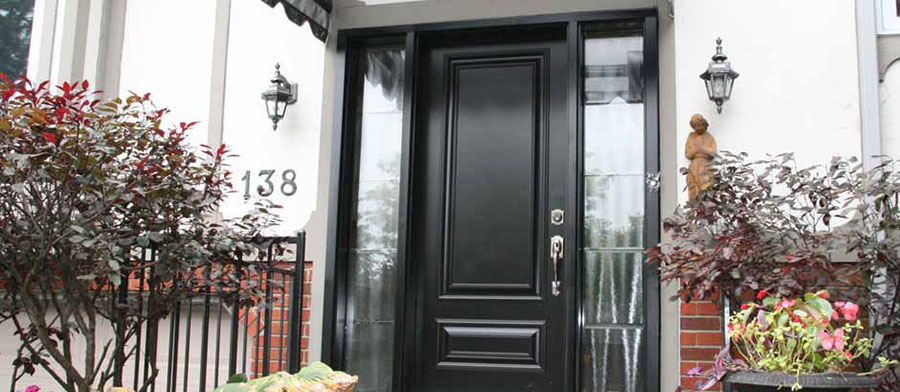 Black exterior wooden door