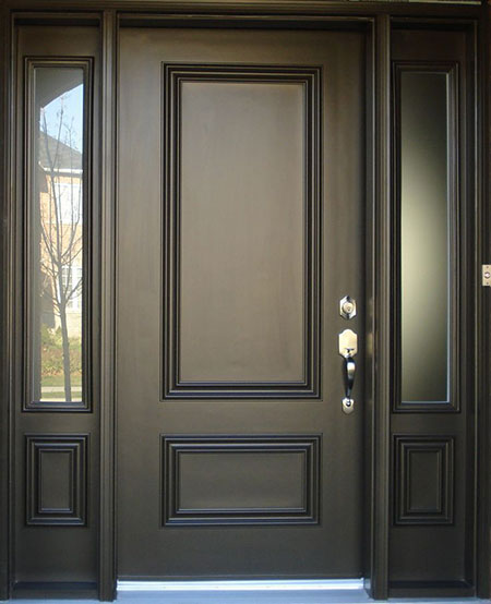 Dark Flat Panel Front Entry Door with Side Lites