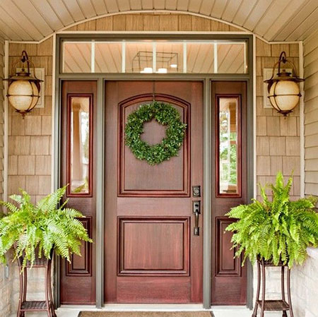 Wooden Front Entry Door with Side Lights