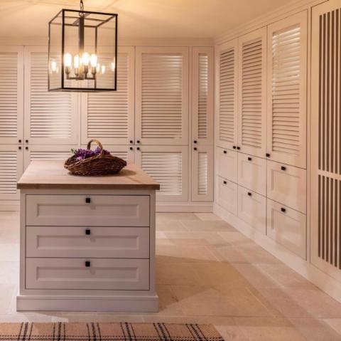 Louvered Spanish Cedar Cabinet Doors