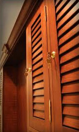 Louvered doors with keys and handles