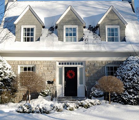 Snowy Wooden Exterior Door