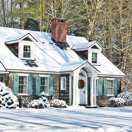 Winter Cottage with Exterior Wood Shutters